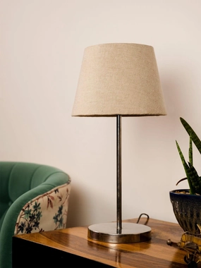 Metal Chrome Finish Lamp with Smare Taper Brown Shade Louis Poulsen chandelier