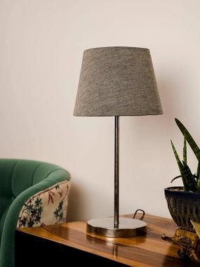 Metal Chrome Finish Lamp with Smare Taper Grey Shade Louis Poulsen chandelier