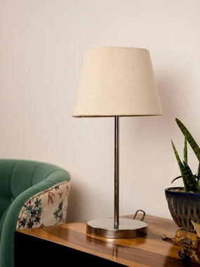 Metal Chrome Finish Lamp with Smare Taper White Shade Louis Poulsen chandelier