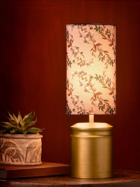 Metal Golden Table Lamp with Creeper Print Shade Louis Poulsen chandelier