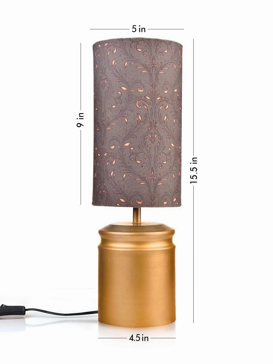 Metal Golden Table Lamp with Dark Forest Shade