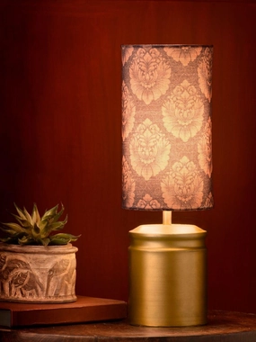 Metal Golden Table Lamp with Motives Printed Shade Louis Poulsen chandelier