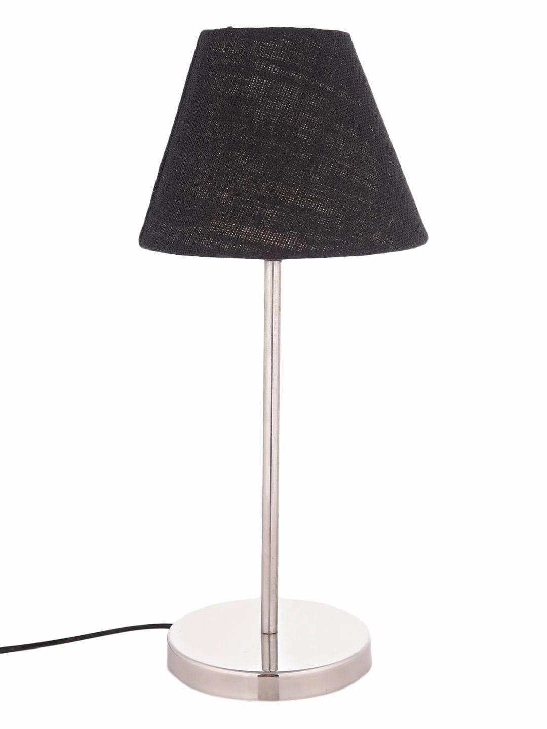 Metal Table Lamp with Black Jute Shade