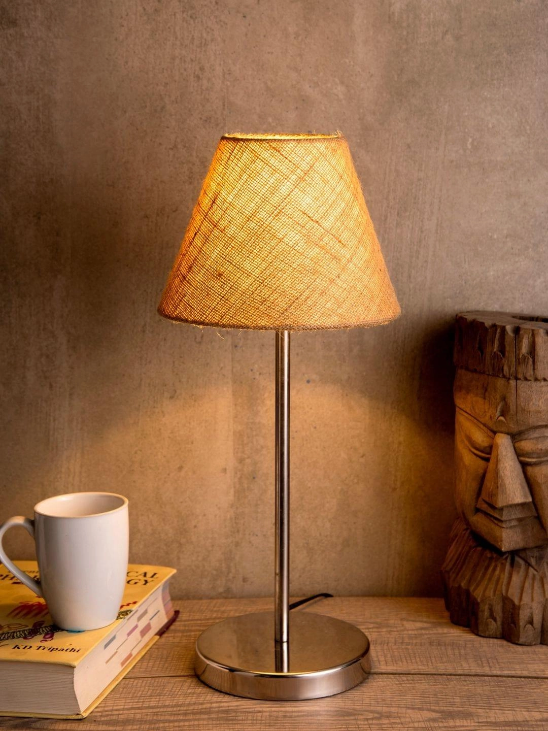 Metal Table Lamp with Brown Jute Shade Louis Poulsen chandelier