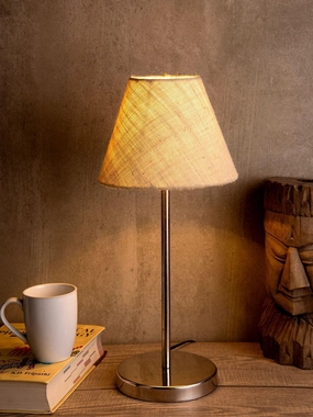 Metal Table Lamp with White Jute Shade Louis Poulsen chandelier