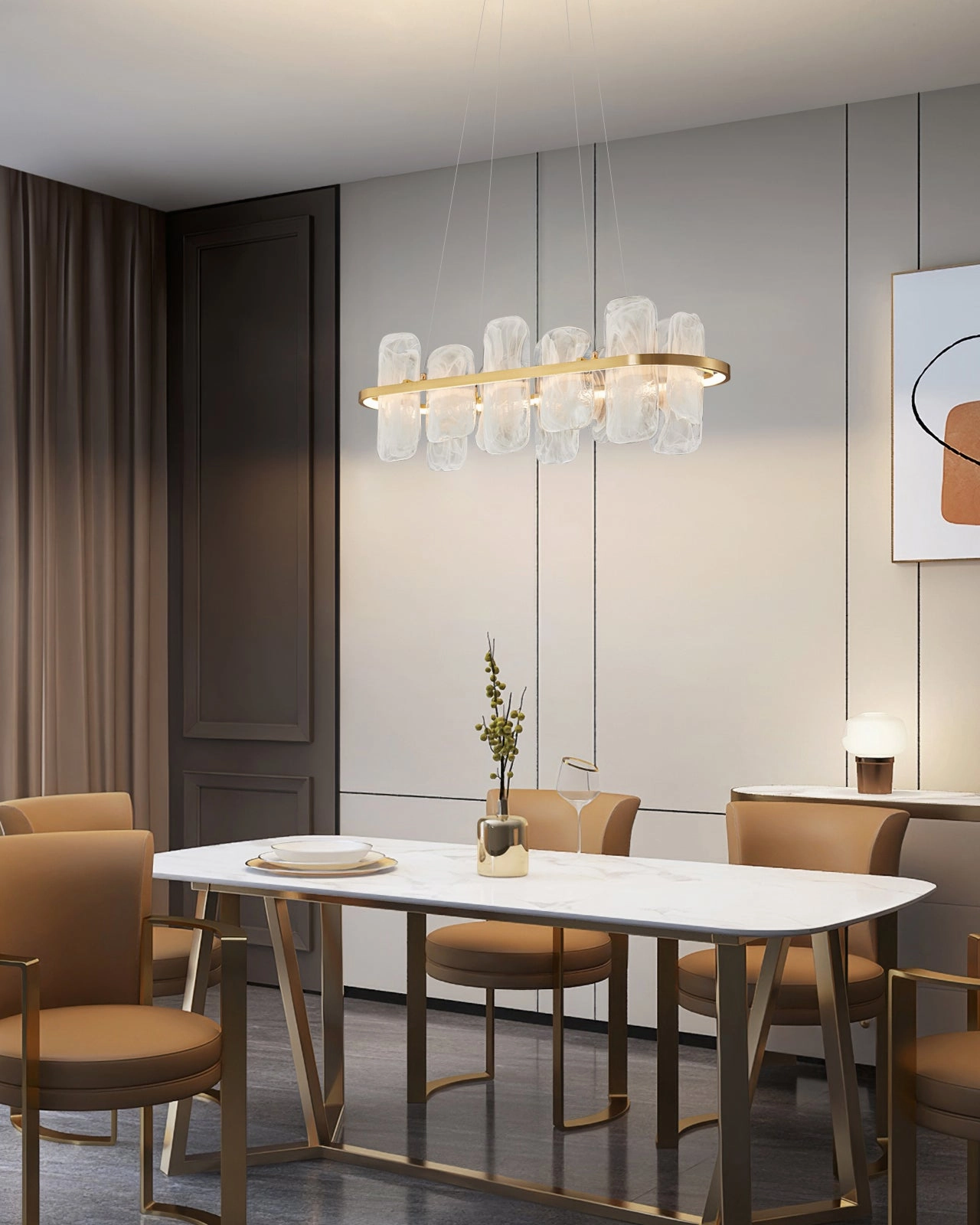 Mille Long Glass Chandelier