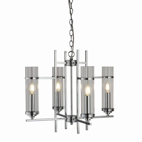Milo 4 Light Chrome Ceiling Pendant - Glass Cylinder Shades minimalist ceiling light
