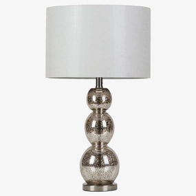 Mineta Drum Shade Table Lamp White and Antique Silver mini decorative bulb