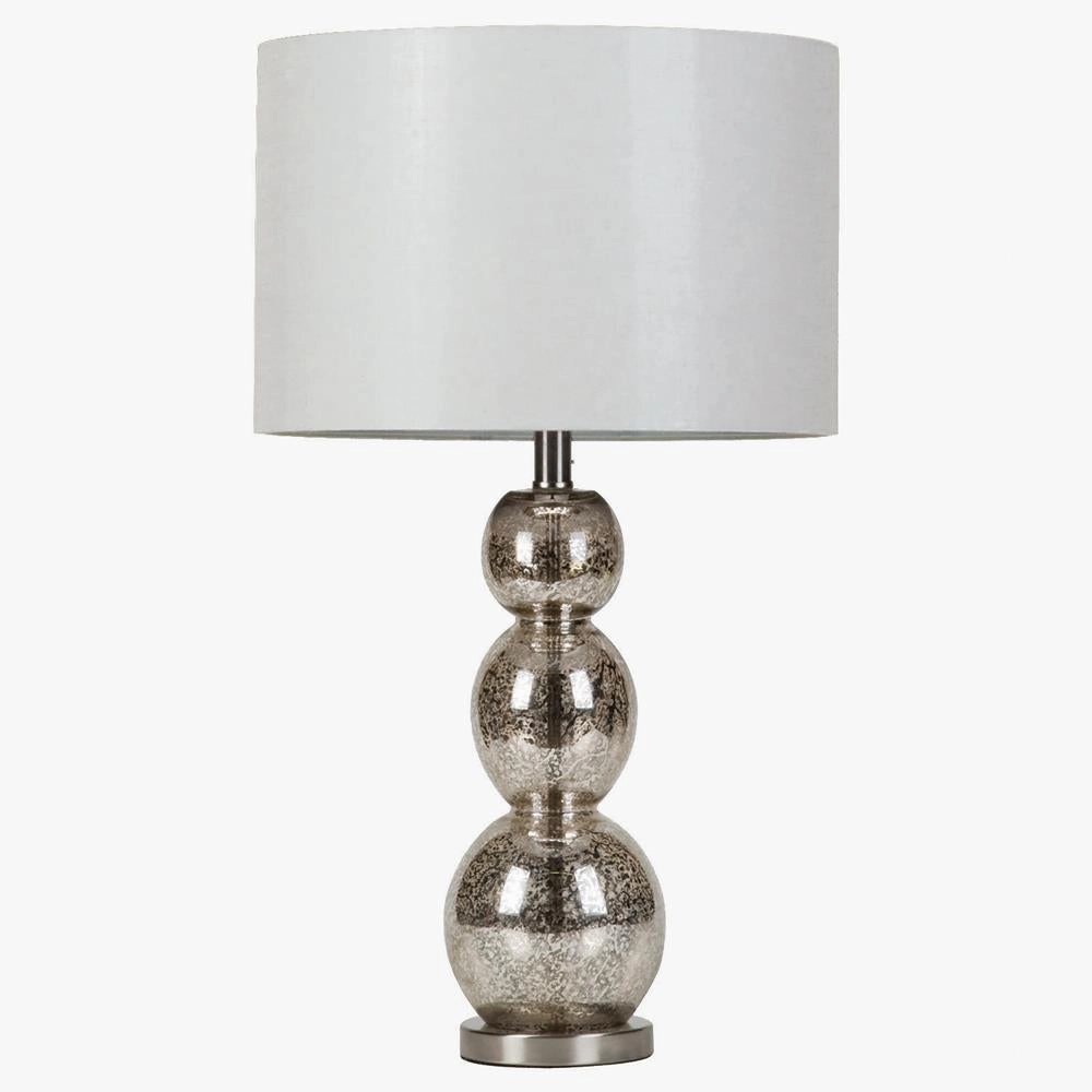 Mineta Drum Shade Table Lamp White and Antique Silver mini decorative bulb