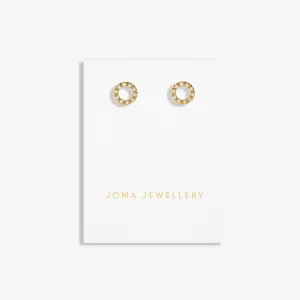 Mini Charms Pave Circle Gold Plated Earrings 7648 Joma Jewellery