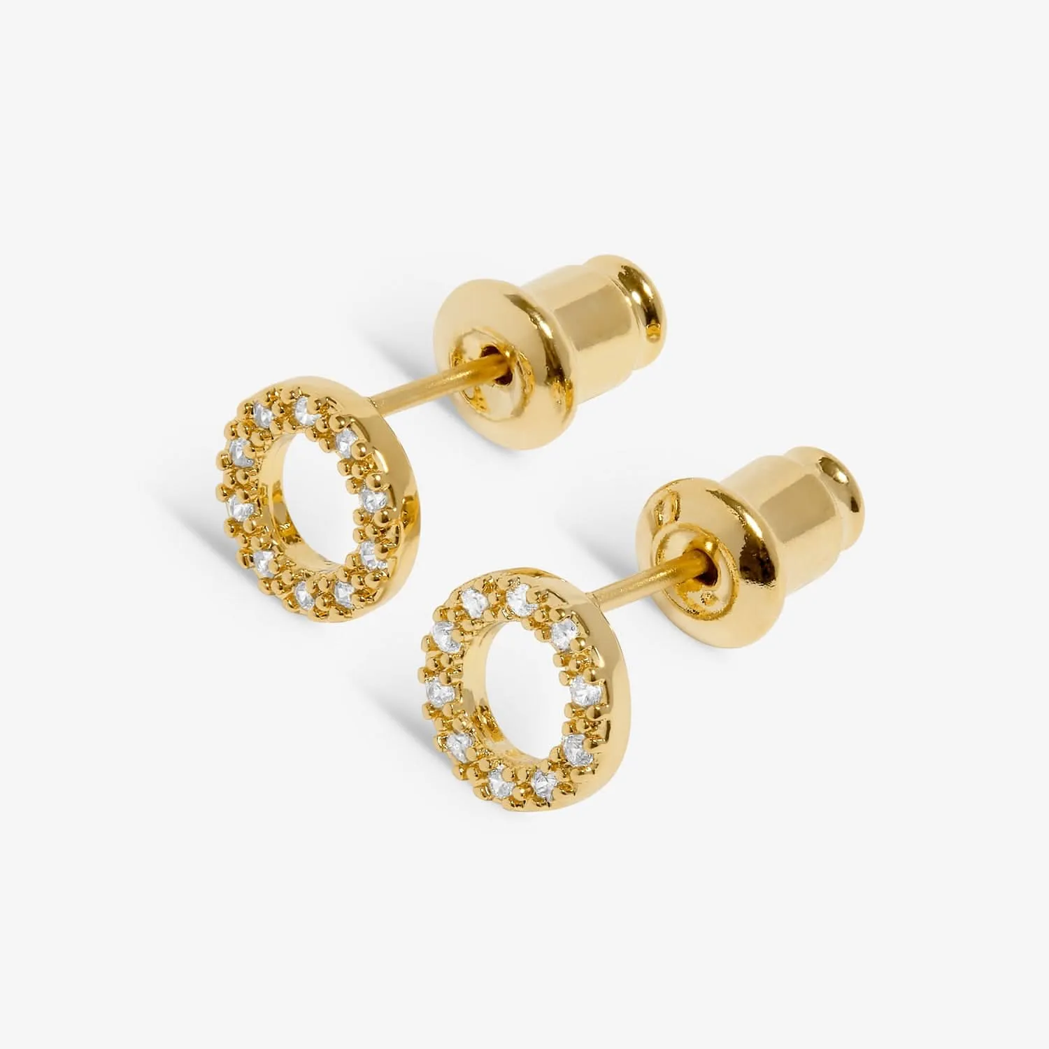 Mini Charms Pave Circle Gold Plated Earrings 7648 Joma Jewellery