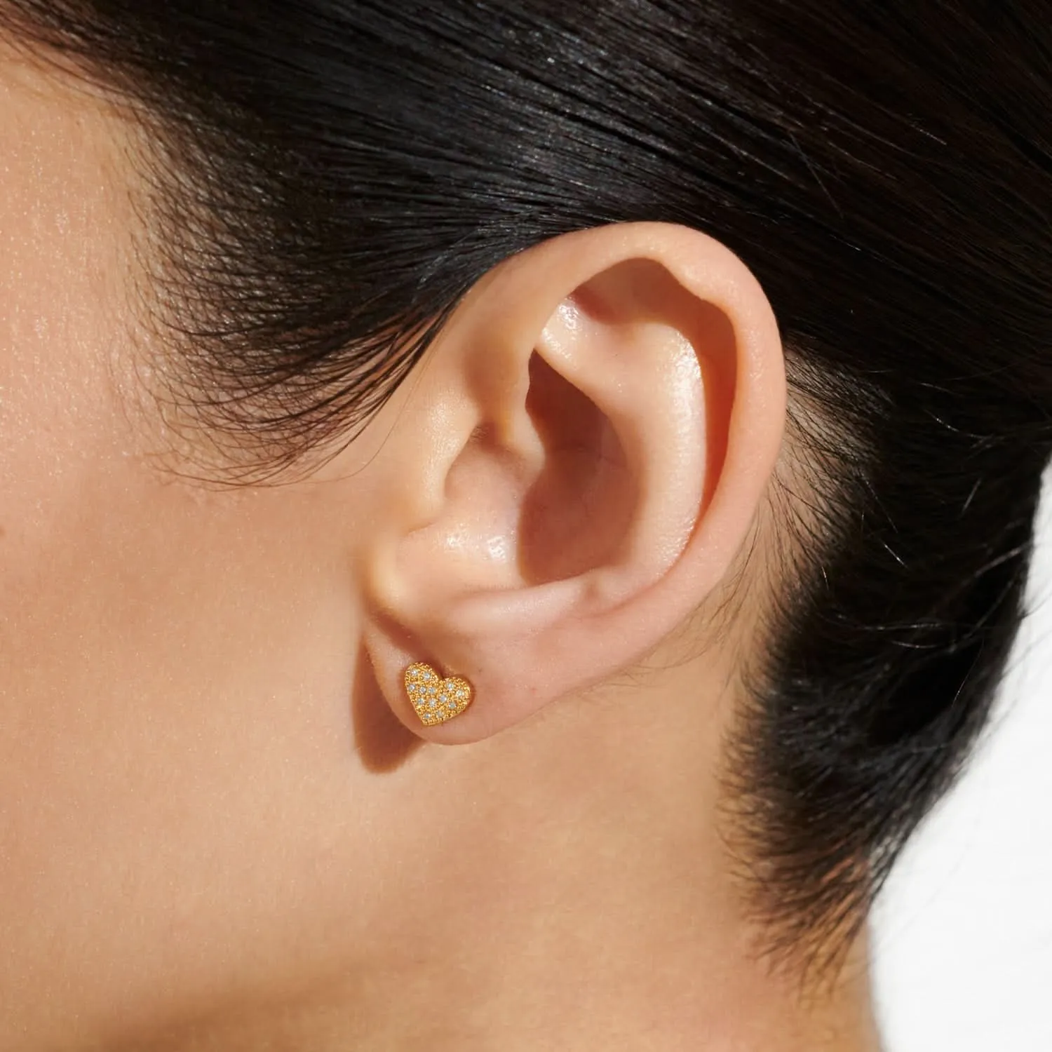 Mini Charms Pave Heart Gold Plated Earrings 7644 Joma Jewellery