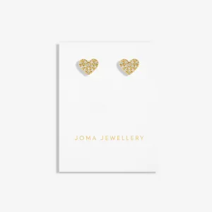 Mini Charms Pave Heart Gold Plated Earrings 7644 Joma Jewellery