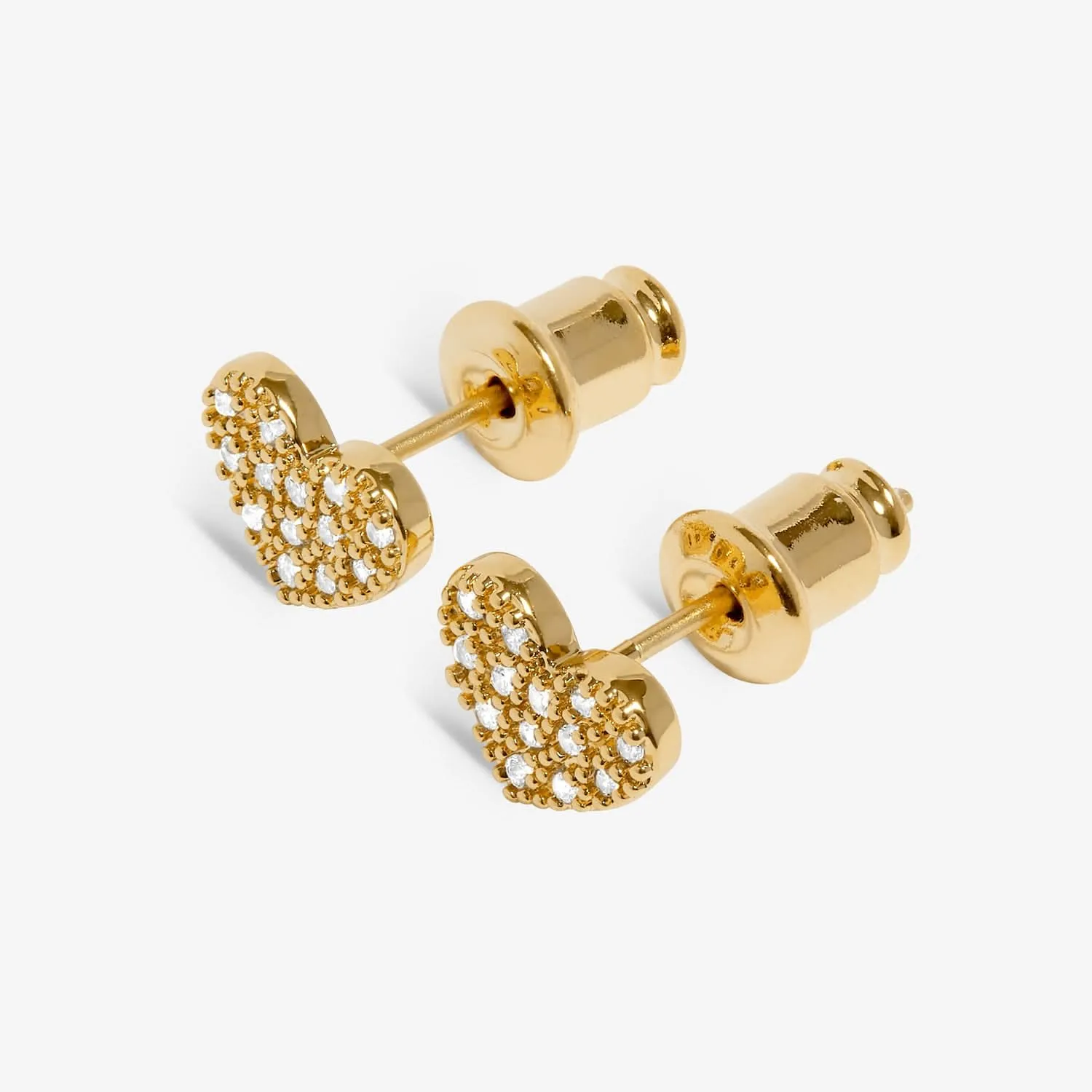 Mini Charms Pave Heart Gold Plated Earrings 7644 Joma Jewellery