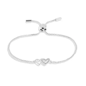 Mini Charms Pave Linked Hearts Silver Plated Bracelet 7641 Joma Jewellery