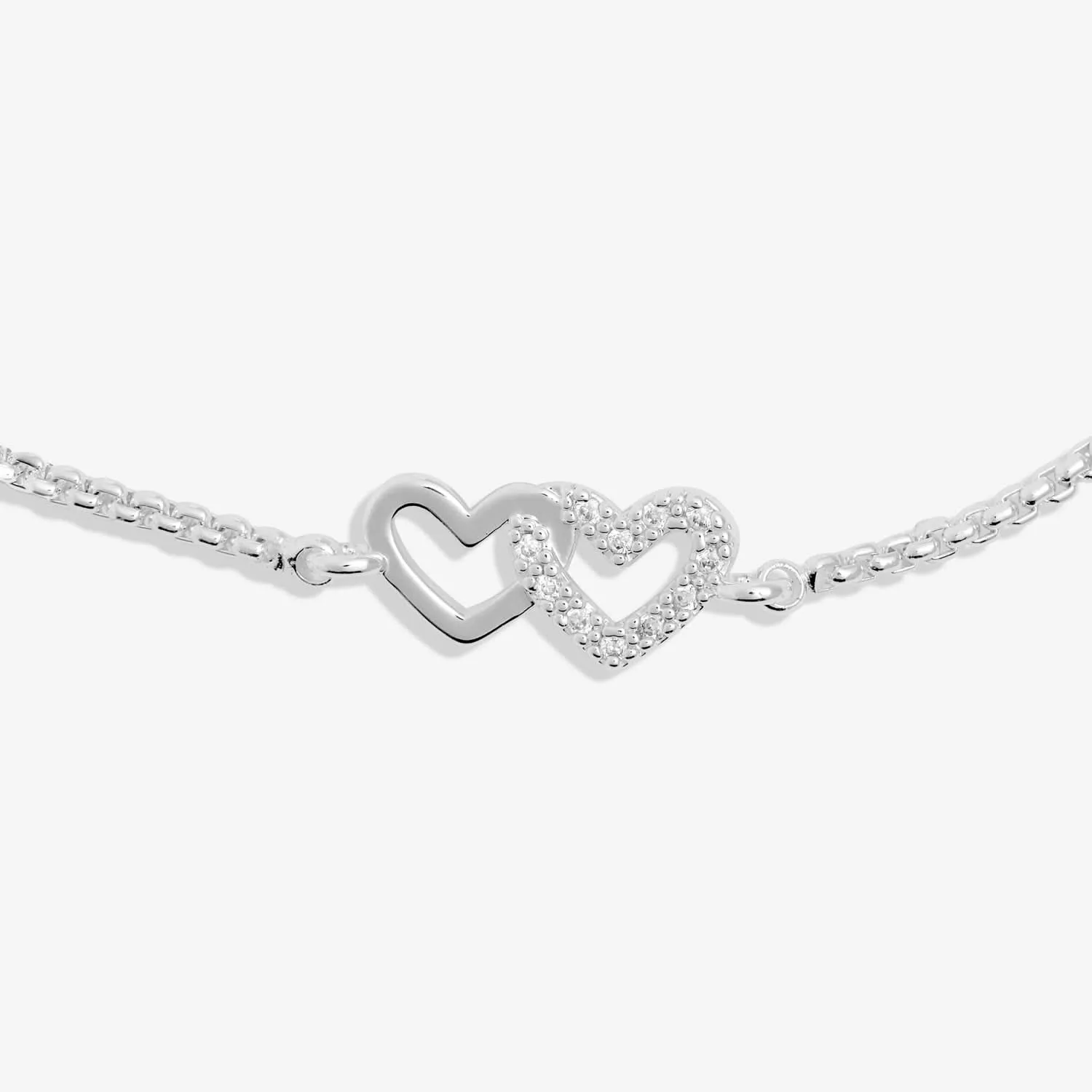 Mini Charms Pave Linked Hearts Silver Plated Bracelet 7641 Joma Jewellery