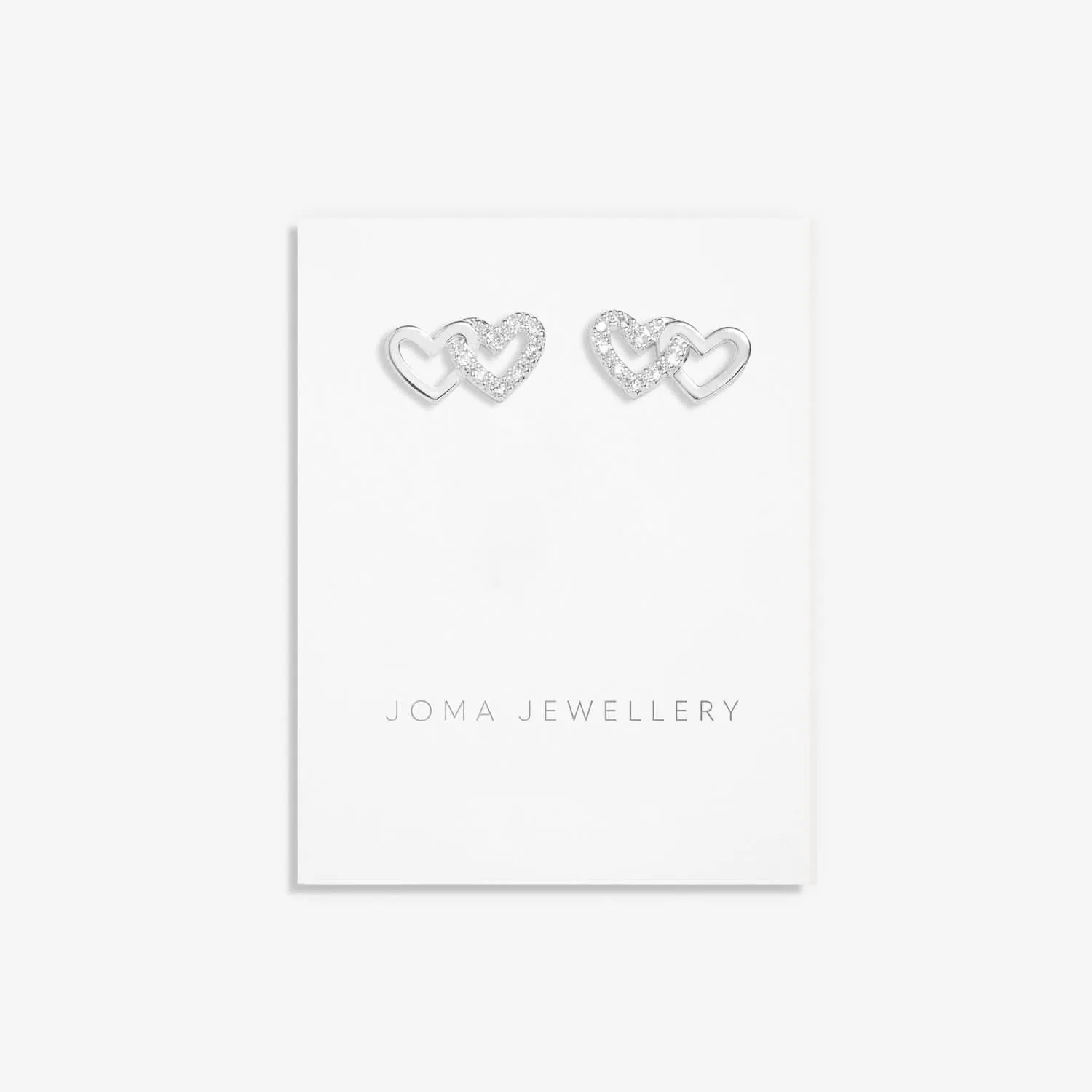 Mini Charms Pave Linked Hearts Silver Plated Earrings 7647 Joma Jewellery
