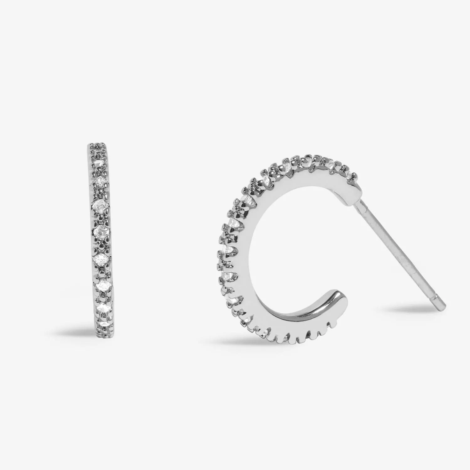 Mini Charms Three Tone Pave Hoop Silver Gold Rose Gold Plated Earrings 7649 Joma Jewellery