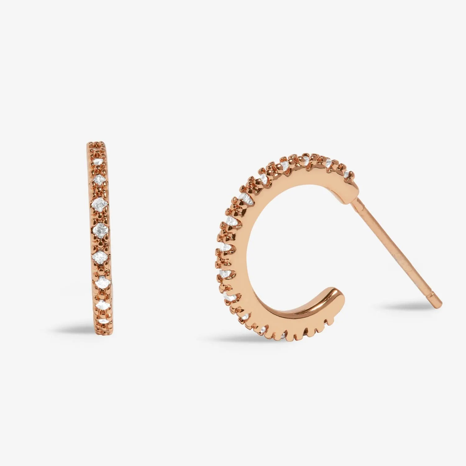 Mini Charms Three Tone Pave Hoop Silver Gold Rose Gold Plated Earrings 7649 Joma Jewellery