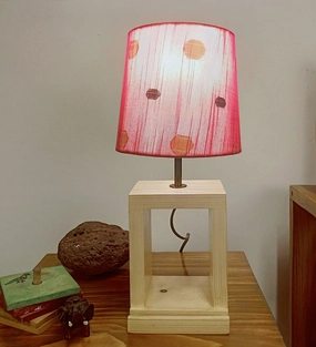Moby Beige Wooden Table Lamp with Red Printed Fabric Lampshade (BULB NOT INCLUDED) Louis Poulsen chandelier
