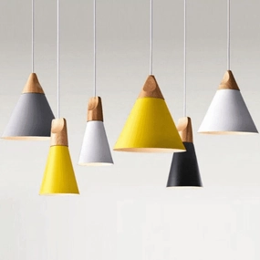 Modern Conical Nordic Pendant Light For Cafe & Bars With LED Bulb 1PC contemporary ceiling fixture