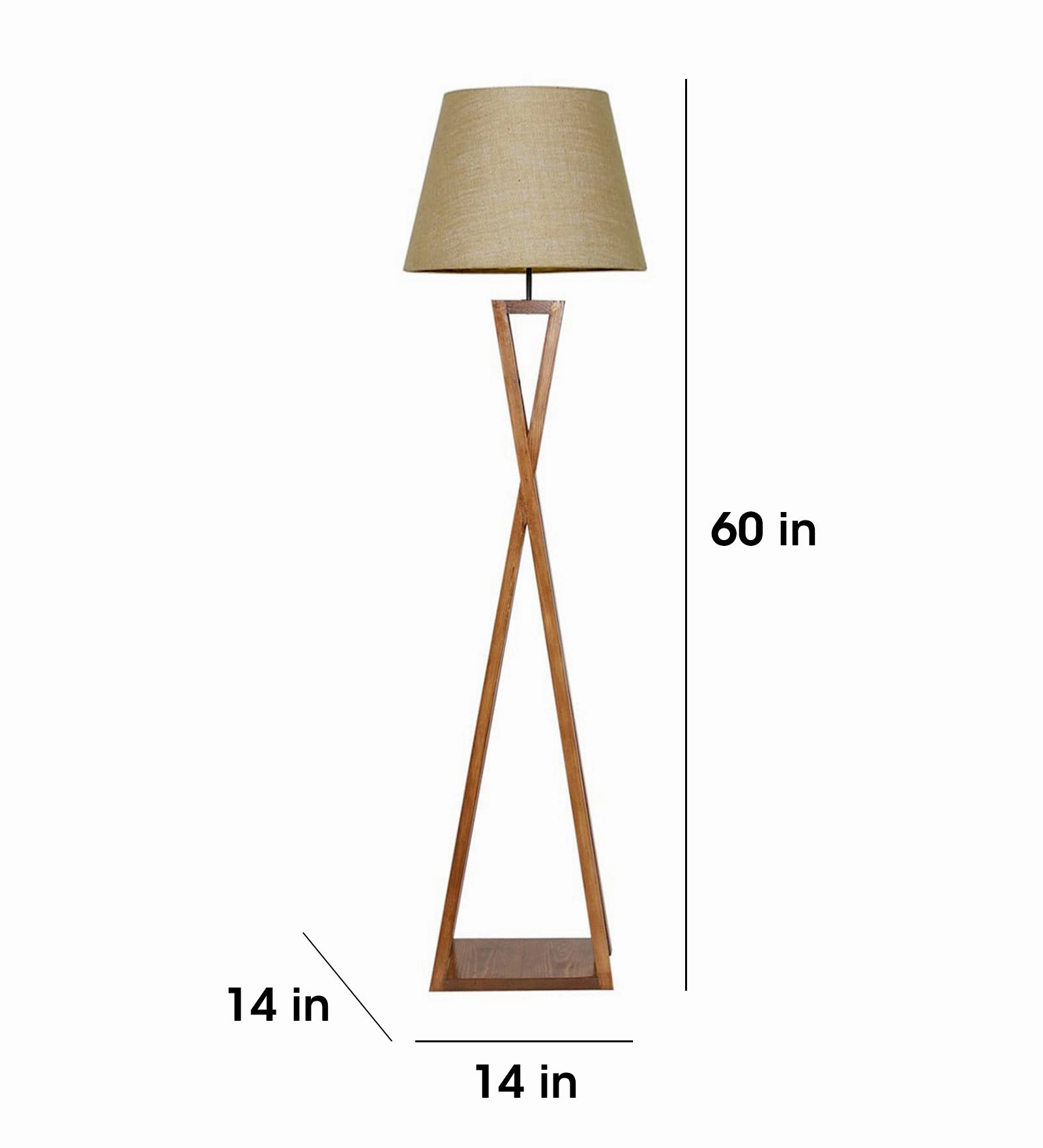 Monica Wooden Floor Lamp with Premium Beige Fabric Lampshade (BULB NOT INCLUDED)