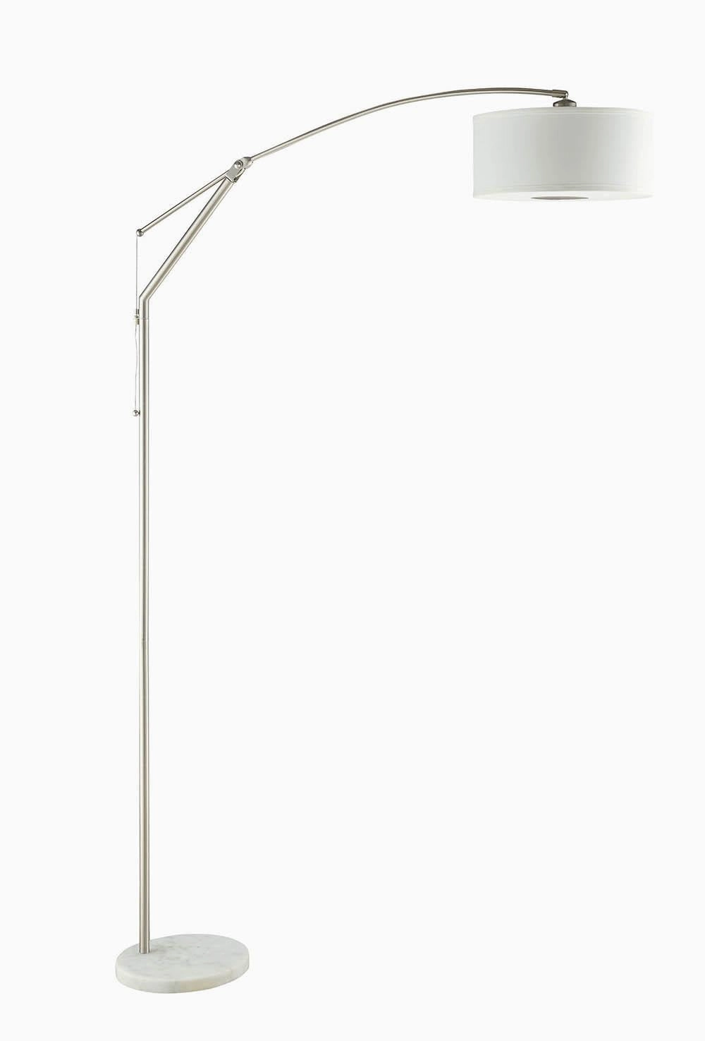 Moniz Adjustable Arched Arm Floor Lamp Chrome and White mini decorative bulb