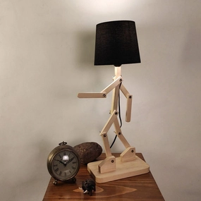 Moonwalker Beige Wooden Table Lamp with Black Fabric Lampshade (BULB NOT INCLUDED) Louis Poulsen chandelier