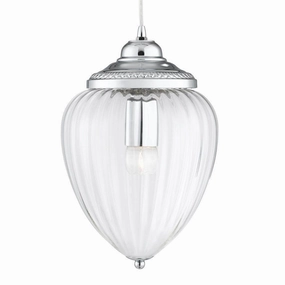 Moscow 1 Light Chrome/Clear Ribbed Glass Ceiling Pendant minimalist ceiling light