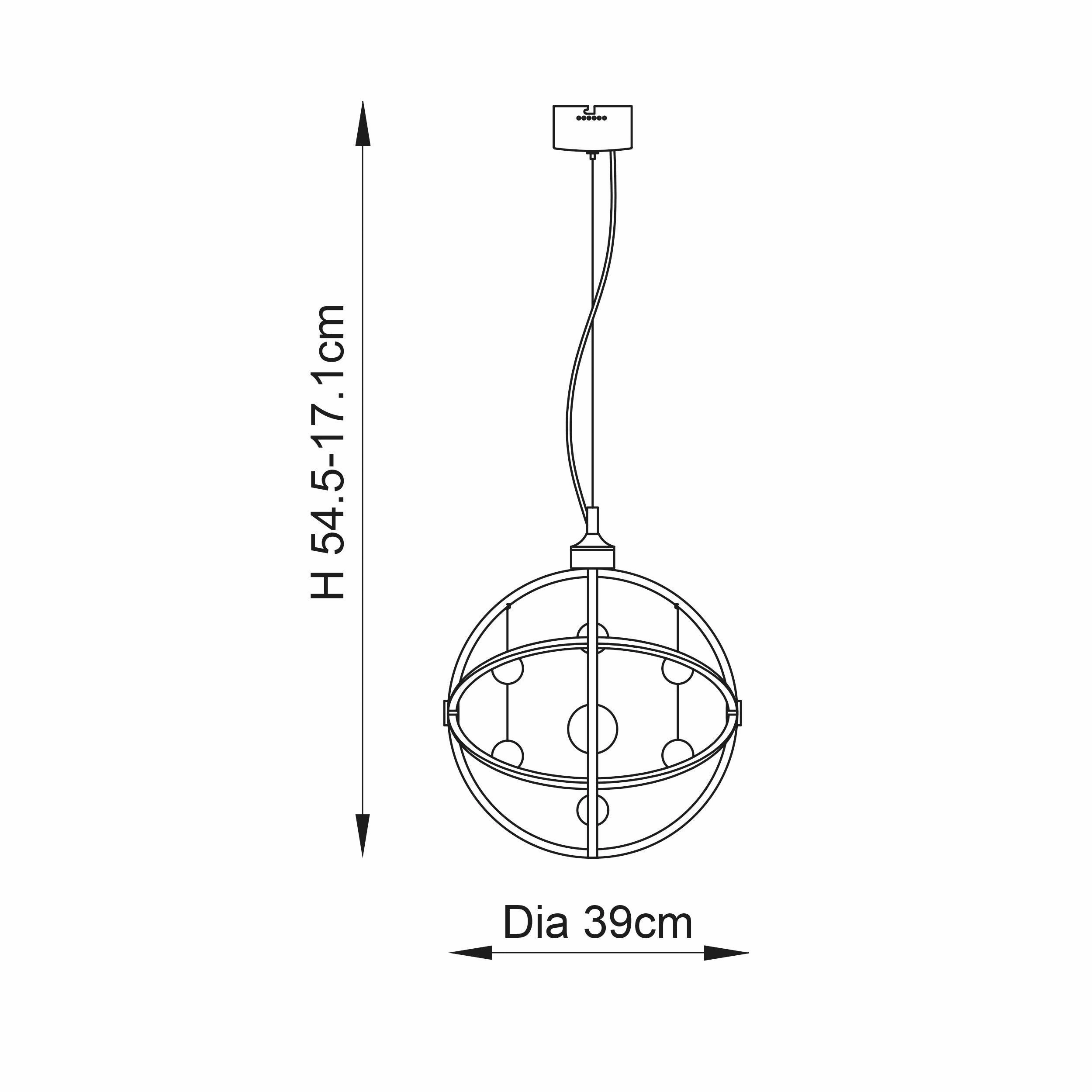 Muni Chrome & Clear Glass Pendant 39cm Ceiling Light