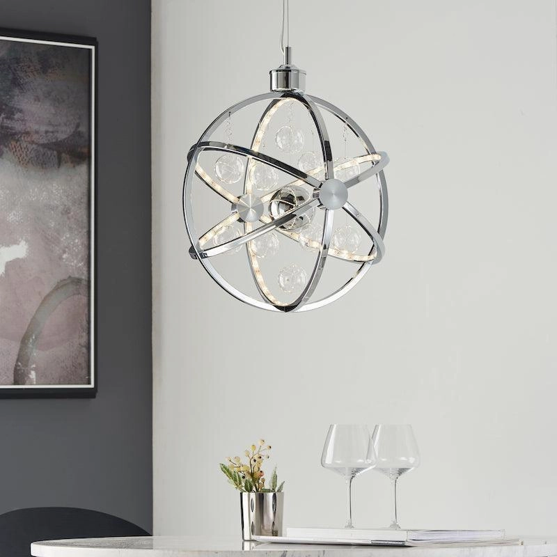 Muni Chrome & Clear Glass Pendant 39cm Ceiling Light