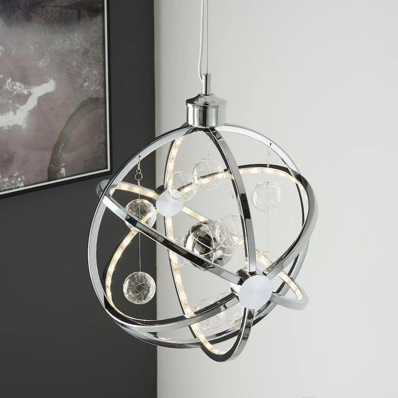 Muni Chrome & Clear Glass Pendant 39cm Ceiling Light