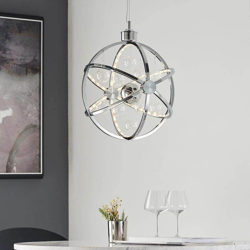 Muni Chrome & Clear Glass Pendant 39cm Ceiling Light