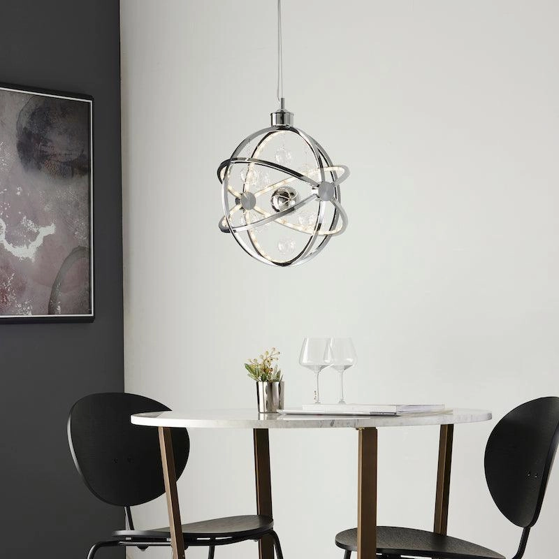 Muni Chrome & Clear Glass Pendant 39cm Ceiling Light