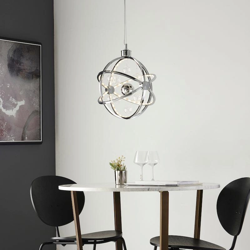 Muni Chrome & Clear Glass Pendant 39cm Ceiling Light
