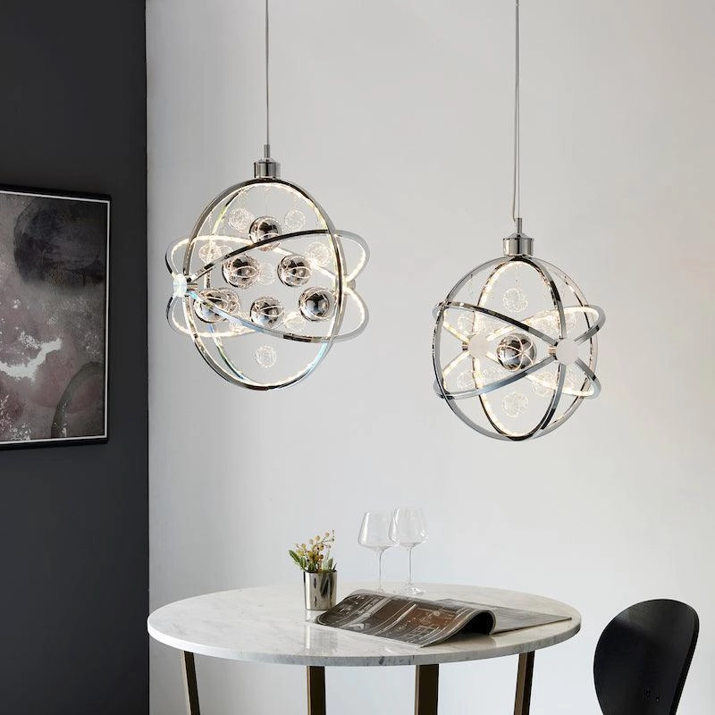 Muni Chrome & Clear Glass Pendant 39cm Ceiling Light