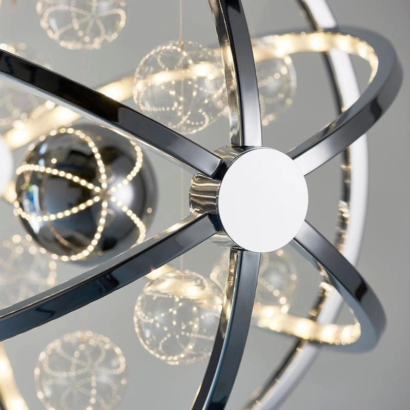 Muni Chrome & Clear Glass Pendant 39cm Ceiling Light