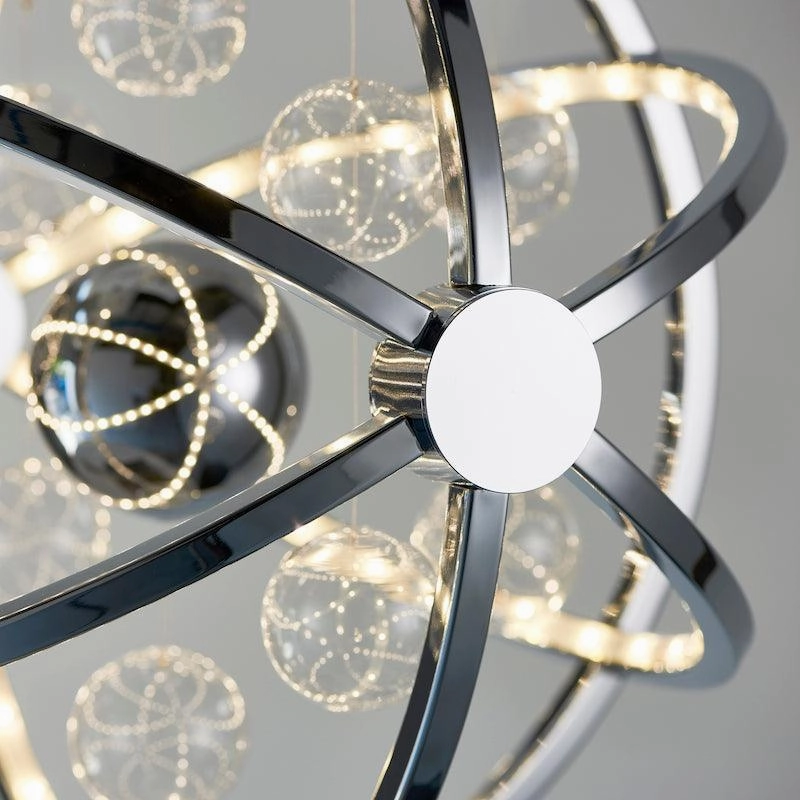 Muni Chrome & Clear Glass Pendant 39cm Ceiling Light