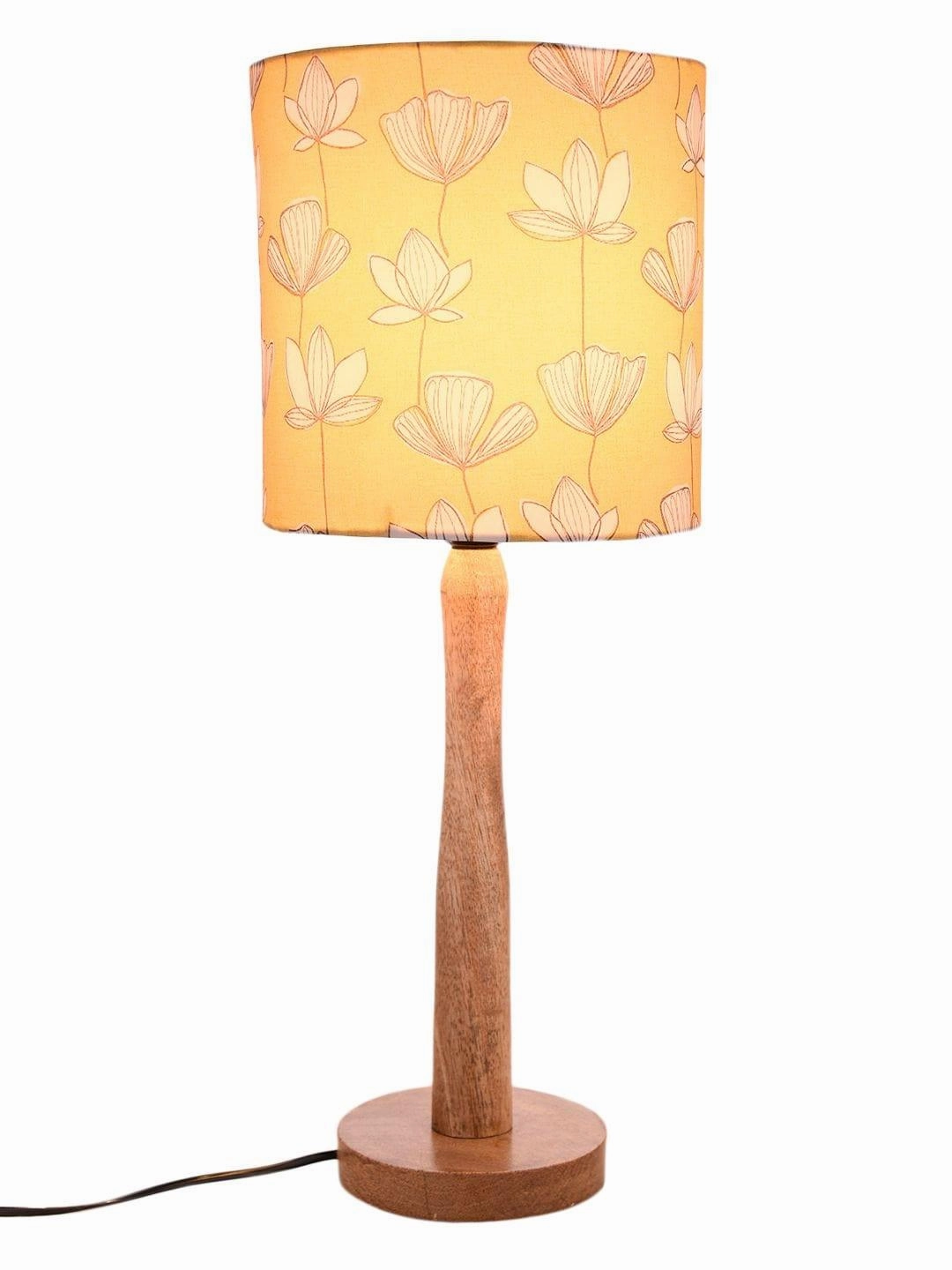 Mustard Flora Wooden Lamp