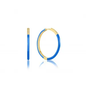 Neon Blue Enamel Gold Sparkle Hoop Earrings E040-04G-NB Ania Haie Jewellery