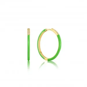 Neon Green Enamel Gold Sparkle Hoop Earrings E040-04G-NG Ania Haie Jewellery