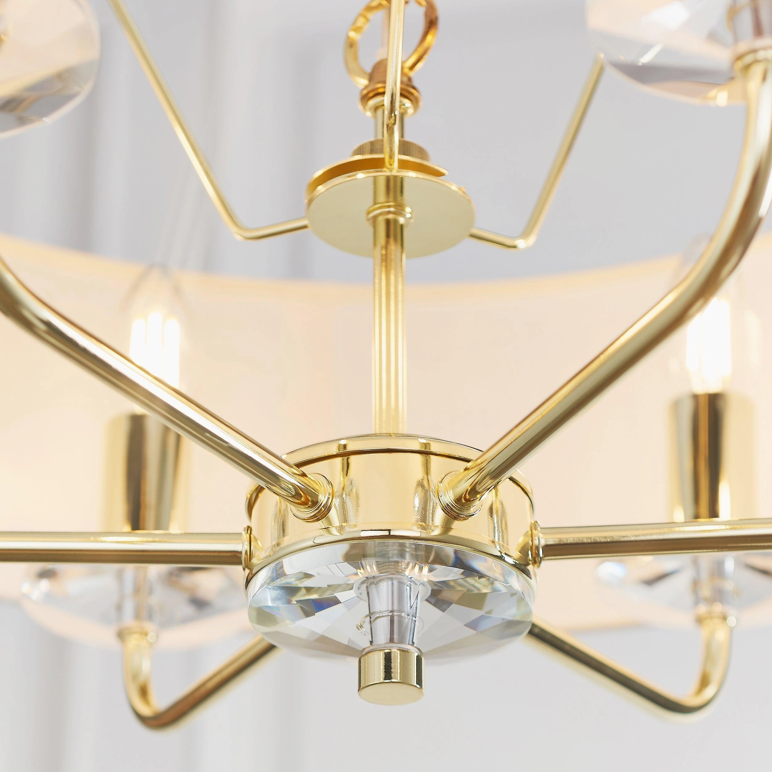 Nixon 6 Light Brass & Glass Ceiling Pendant - White Shade
