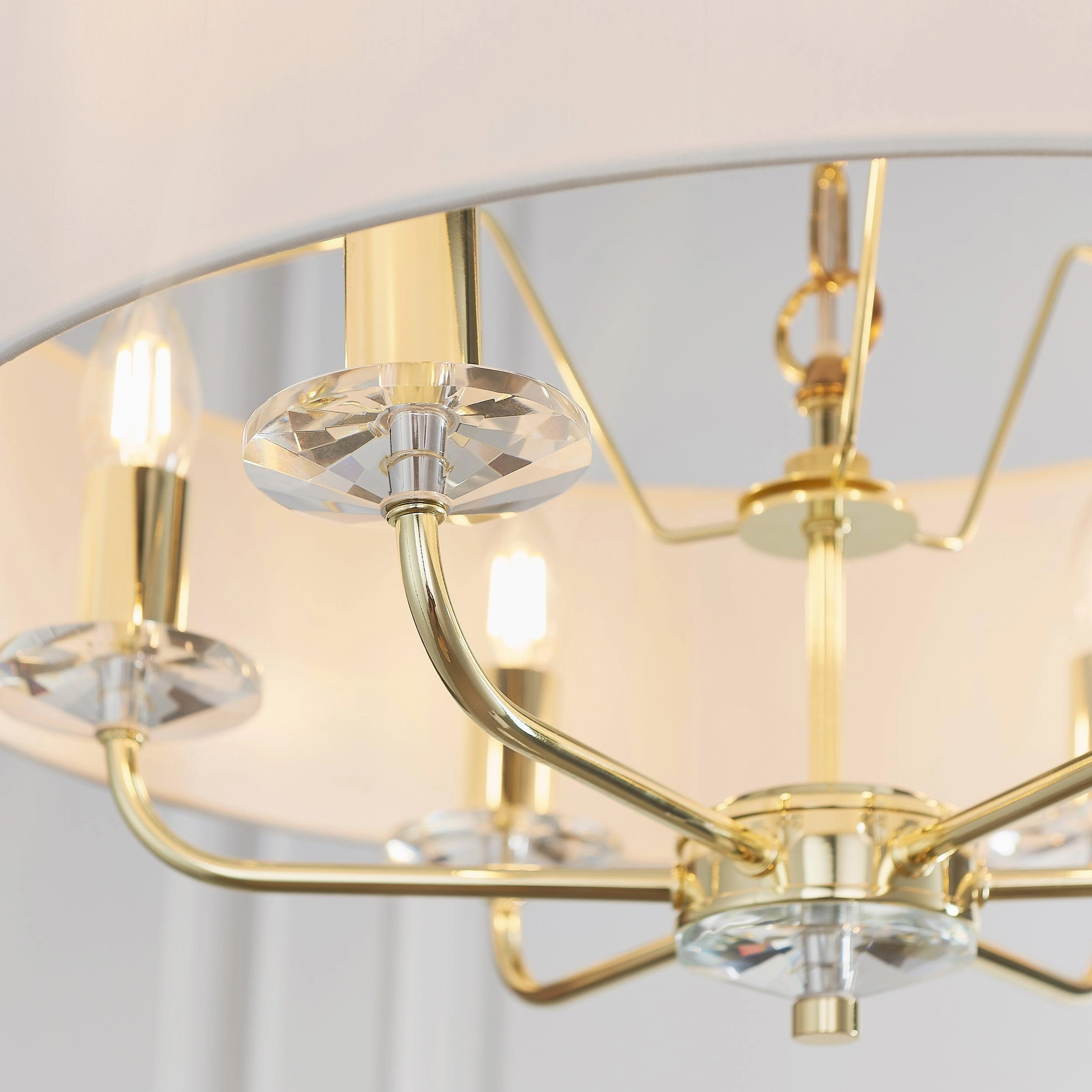 Nixon 6 Light Brass & Glass Ceiling Pendant - White Shade