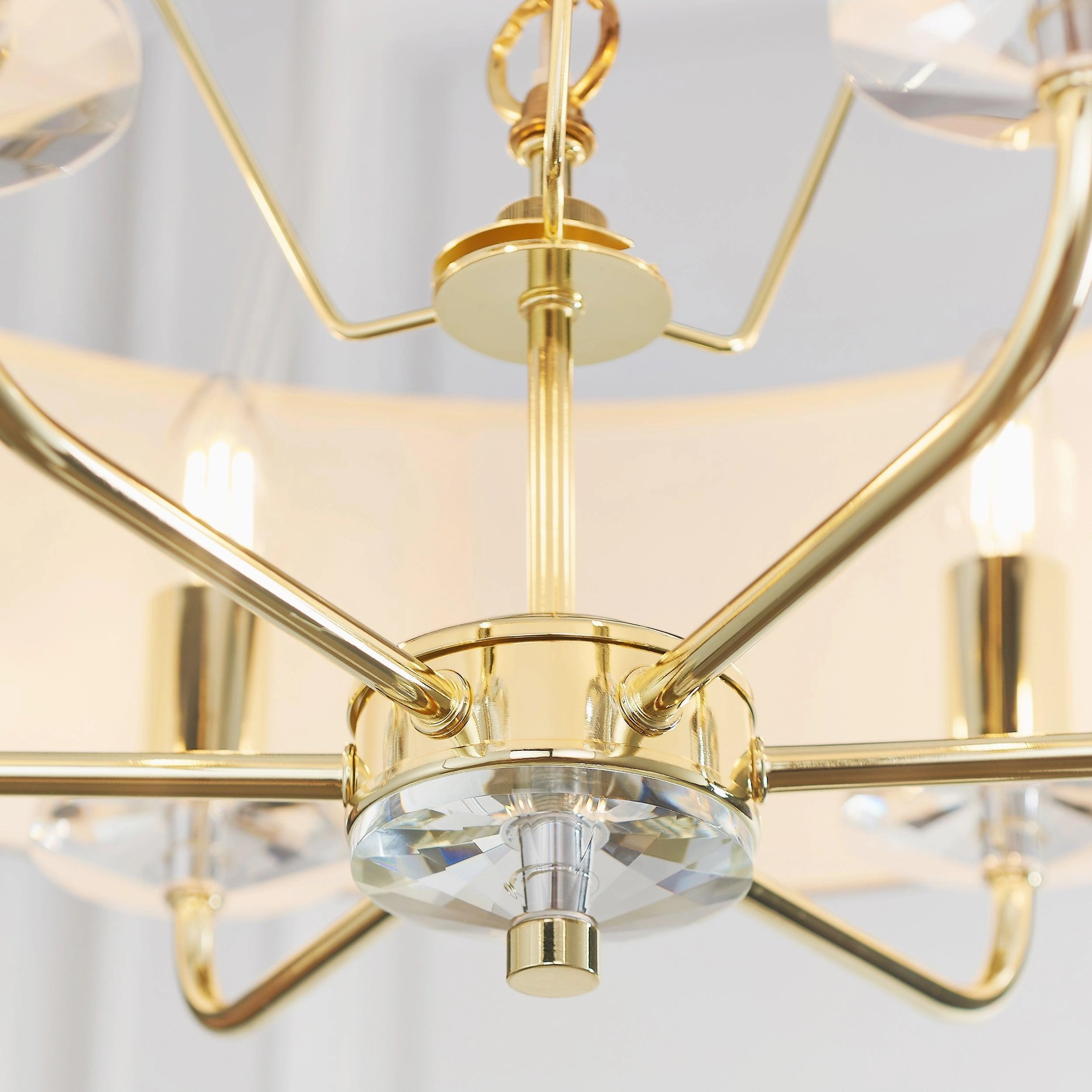 Nixon 6 Light Brass & Glass Ceiling Pendant - White Shade