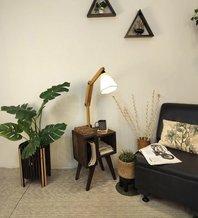 Noel Wooden Floor Lamp with Brown Base and Jute Fabric Lampshade (BULB NOT INCLUDED) garden LED light