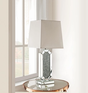 Noralie Mirrored & Faux Diamonds Table Lamp mini decorative bulb