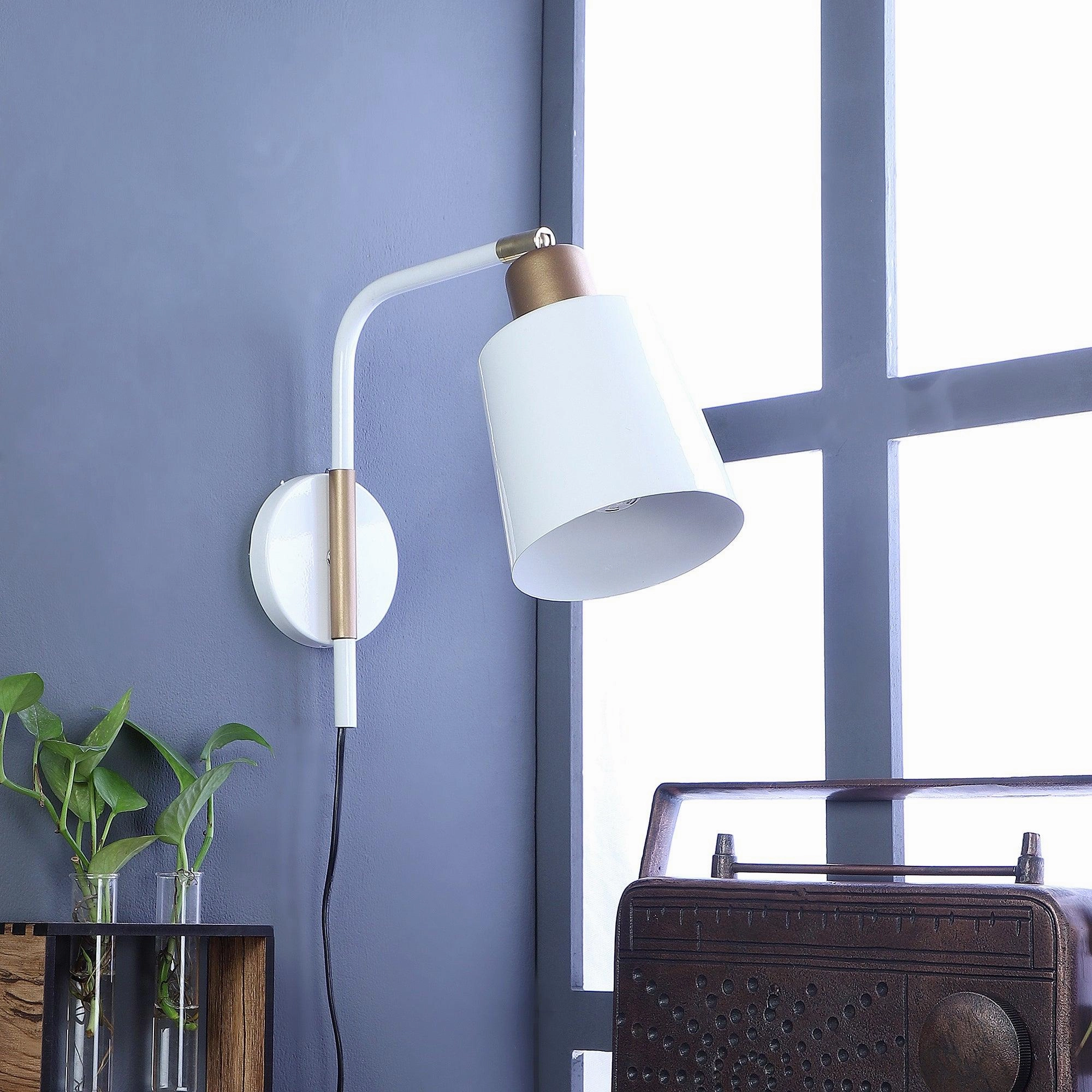 Norell White Metal Wall Light by SS Lightings vintage desk lamp
