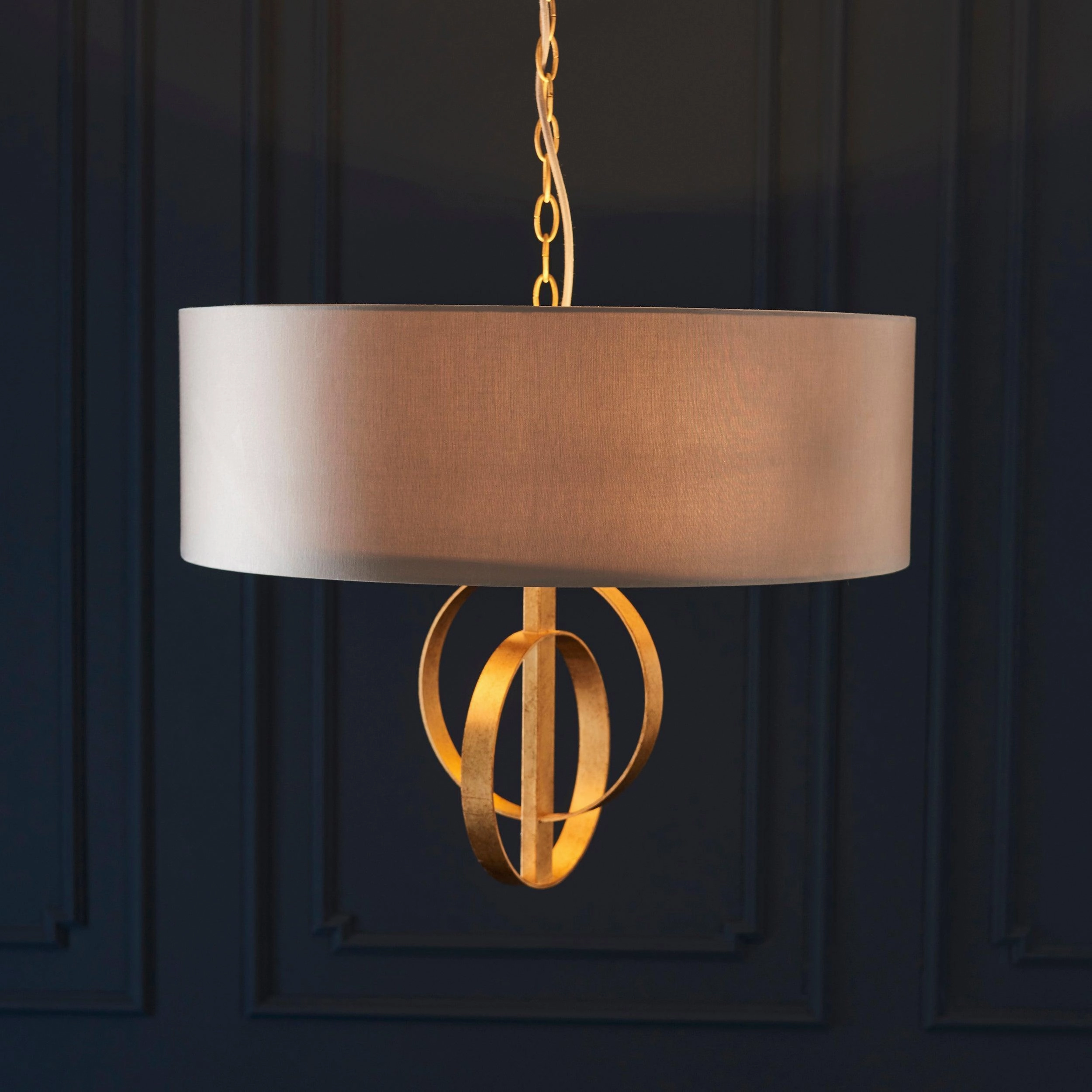 Norfolk 3 Light Gold Leaf Ceiling Pendant - Large Mink Shade