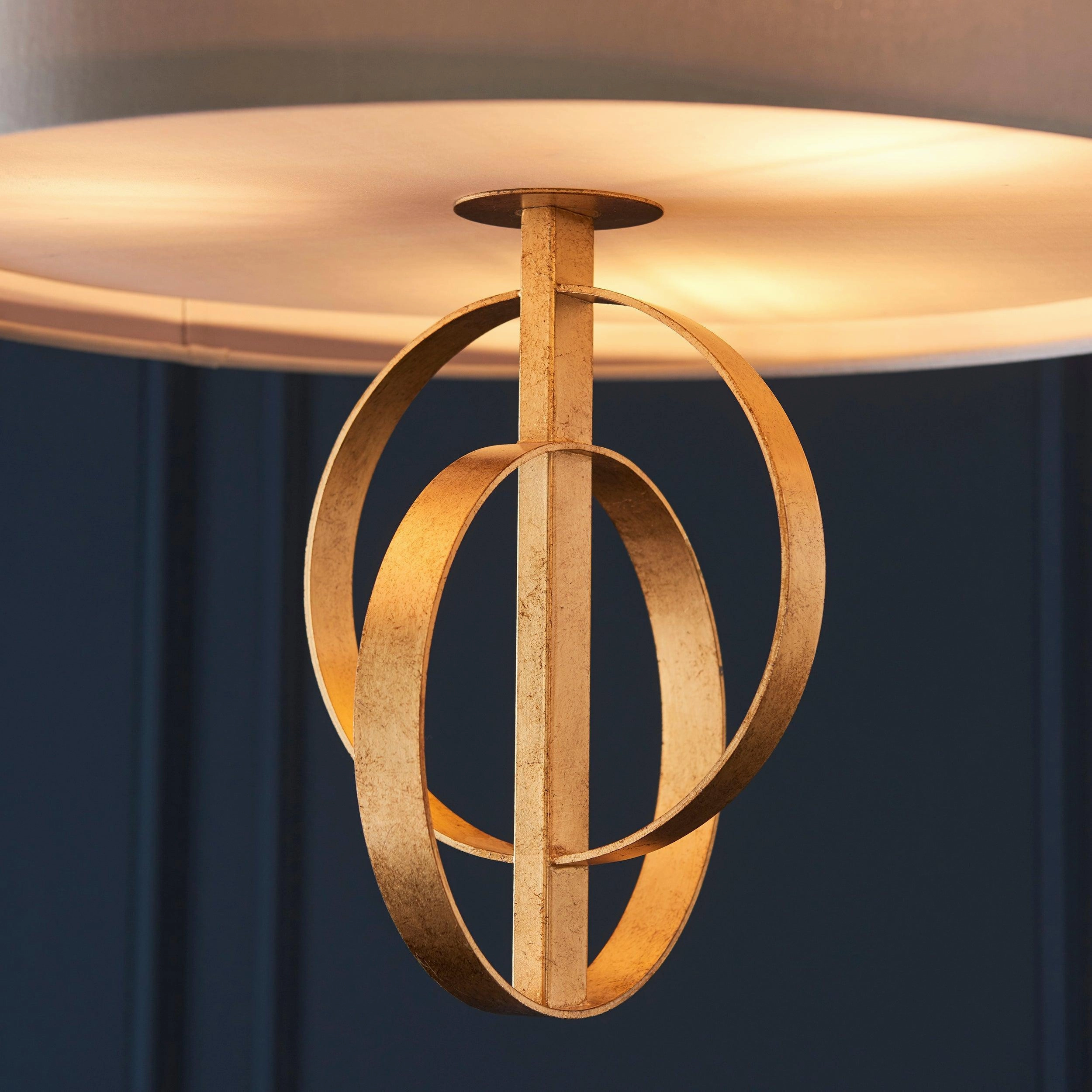 Norfolk 3 Light Gold Leaf Ceiling Pendant - Large Mink Shade