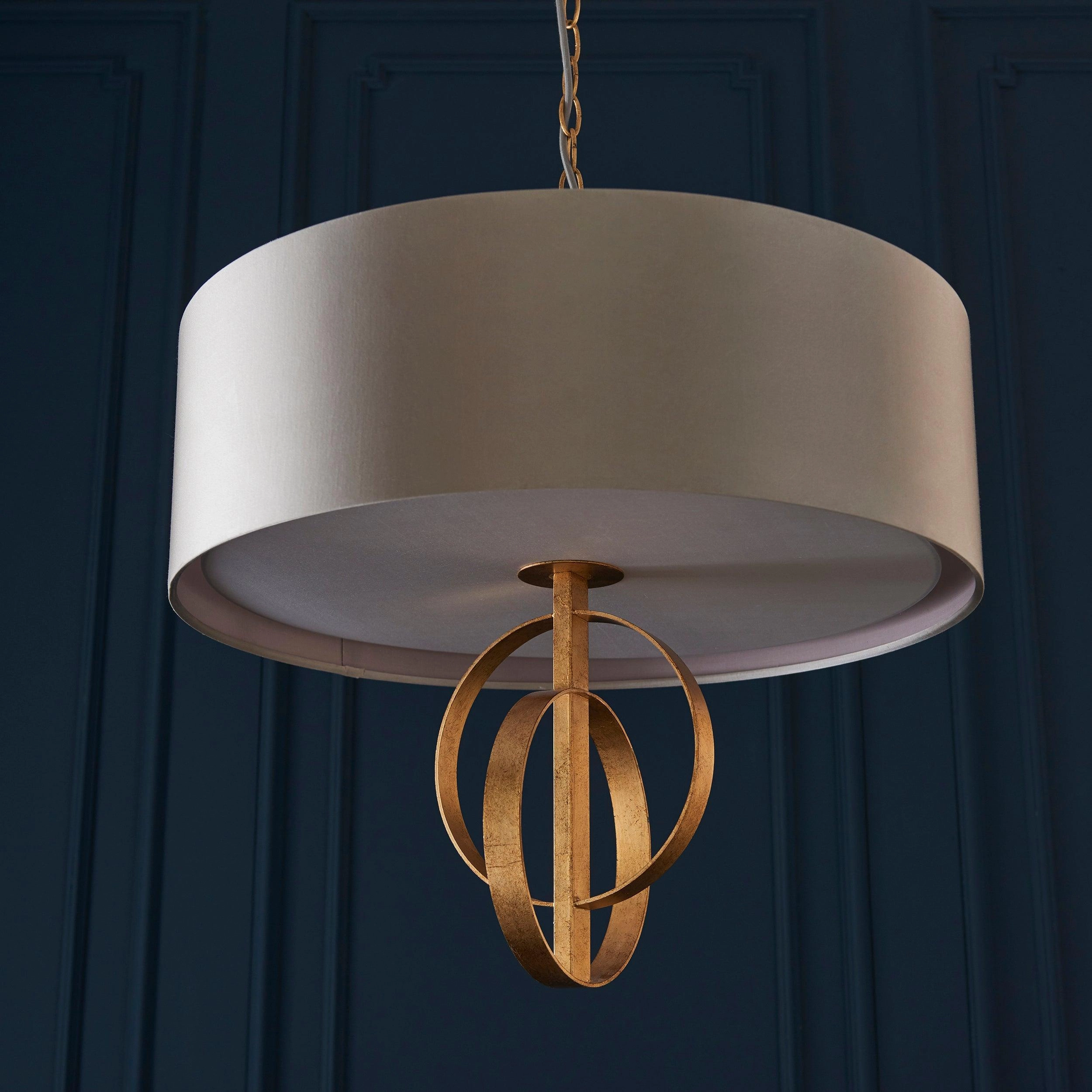 Norfolk 3 Light Gold Leaf Ceiling Pendant - Large Mink Shade
